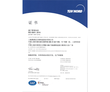 ISO9001：2015 质量管理体系证书